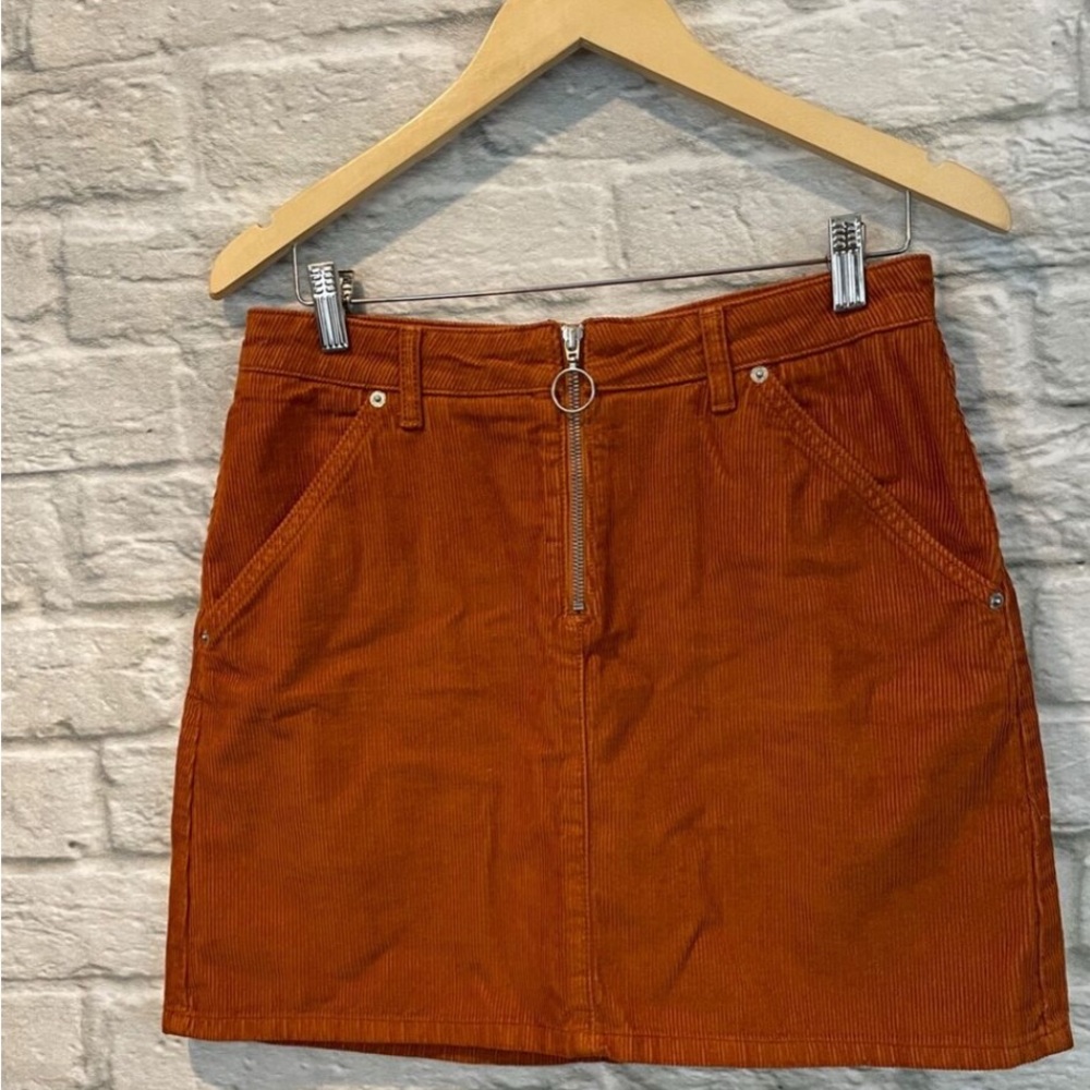 Topshop Rust Corduroy Skirt